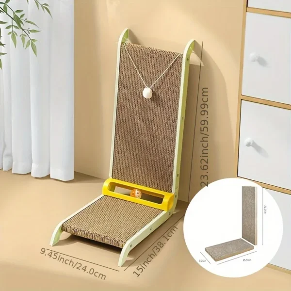 Vertical cat scratching post for claw maintenance and exercise.