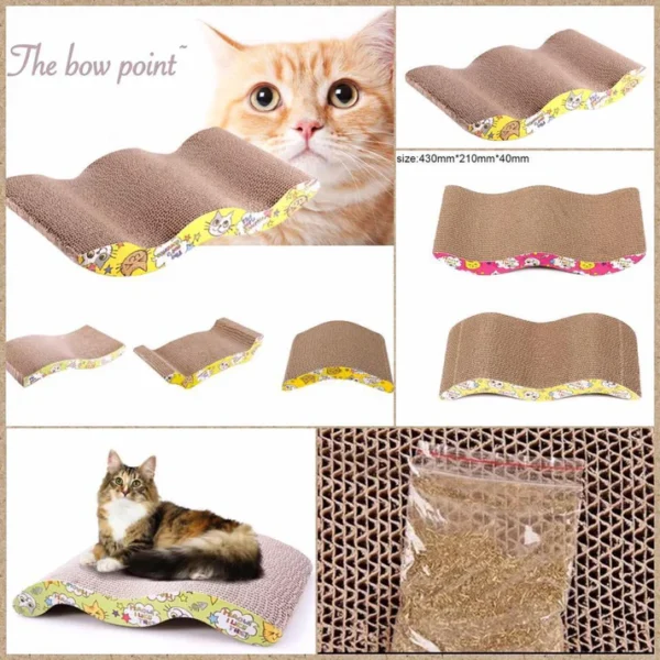Eco-friendly Wavy Cat Scratcher With Free Catnip pet toy.