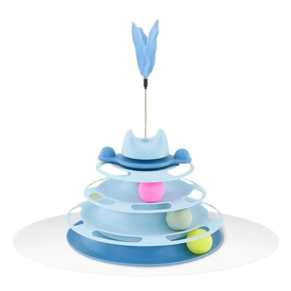 Cat Play Disk Tower with colorful balls for endless fun.