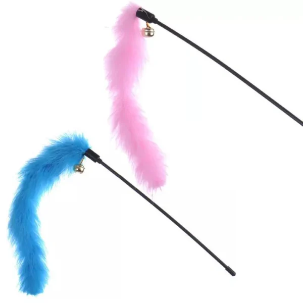 Soft and fluffy Furry Tail Cat Toy Stick for playful cats.