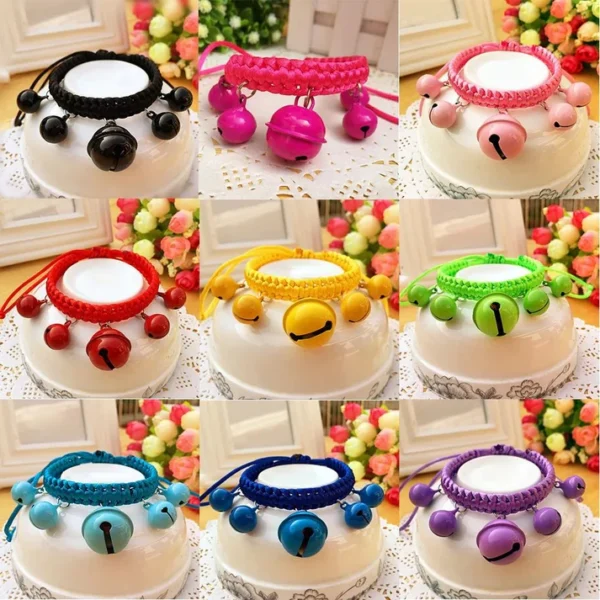 Colorful cat collar with multiple bells for easy tracking