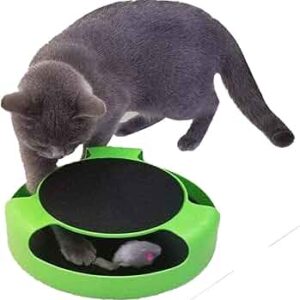 Catch The Mouse Cat Scratcher Interactive Toy with a Running Mice and a Scratching Pad