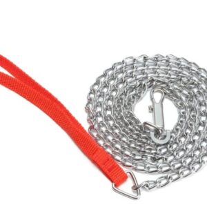 Red Metal Dog Chain Leash with Handle for Dogs
